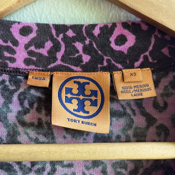 Tory Burch pink and brown printed cardigan - 100% merino wool - Picture 3 of 6